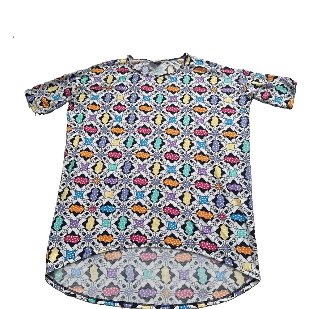 LuLaRoe Tunic Top Women's Small Multicolor Minnie Mouse Irma High Low Tunic